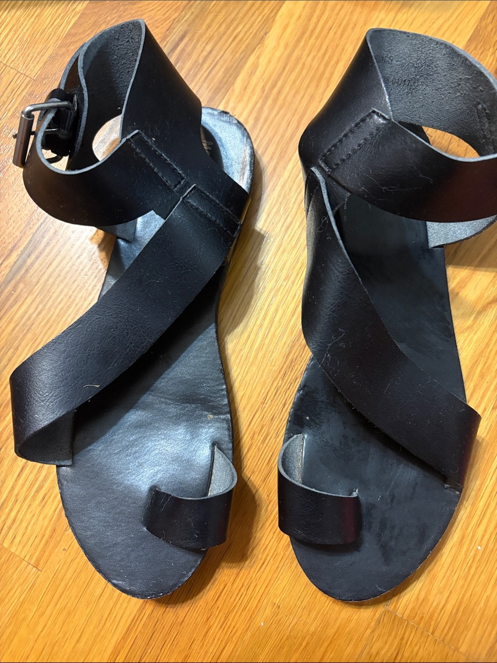 Mossimo Supply Co. Black Man Made Crisscross Ankle Strap Sandals